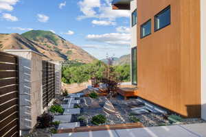 Zen Garden View of mountain backdrop