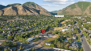 View of mountain background with nearby suburban area