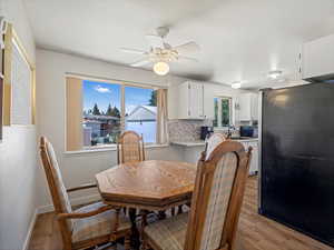 Dining space and attached galley kitchen
