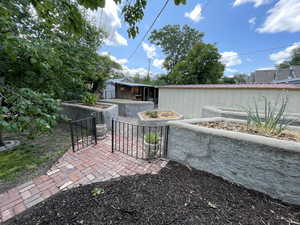 Raised planter beds and sheds