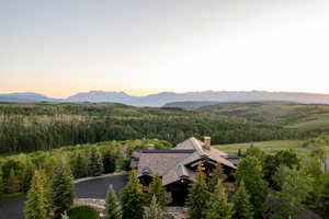 Mountain view with a heavily wooded area