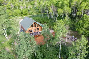View of subject property with a forest