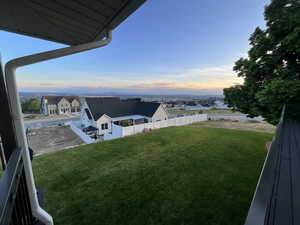 View of yard at dusk
