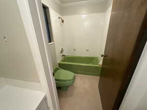 Master Full bath featuring shower / washtub combination, crown molding, and vanity