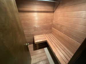 Relaxing sauna Ready for heater with wood walls