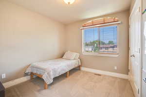 Bedroom featuring baseboards and carpet floors