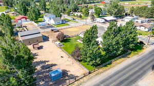 Aerial perspective of suburban area