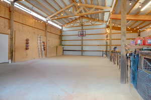 Garage with metal wall