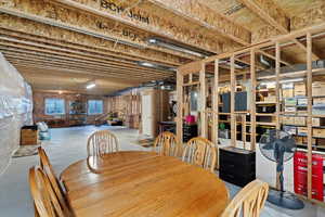Dining area with concrete floors