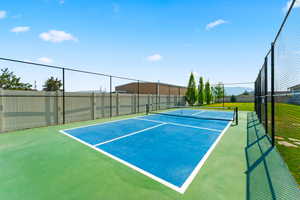Pickleball court with mountain view
