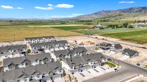 Overview of rural landscape featuring mountains