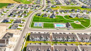 Aerial perspective of suburban area