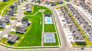 Aerial perspective of suburban area