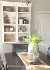 Dining area view of built in features