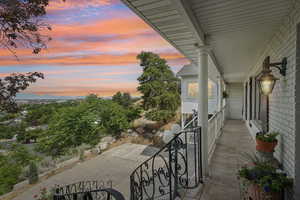 View of patio terrace at dusk