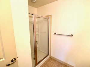 Three quarter bathroom with shower