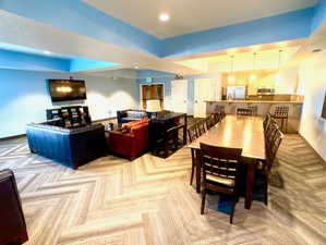 Spacious owners lounge with kitchen and dining