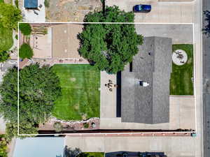 Aerial view of property's location featuring property parcel outlined