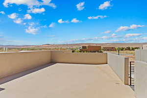 Patio / terrace with a mountain view