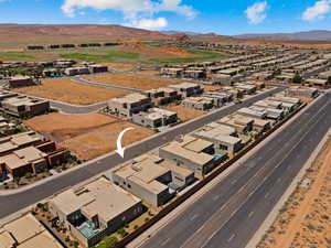 Drone / aerial view of a mountain backdrop