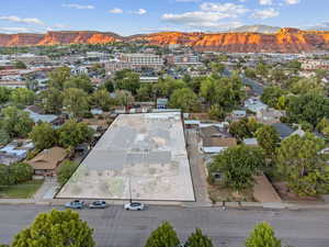 Drone / aerial view of a mountain backdrop