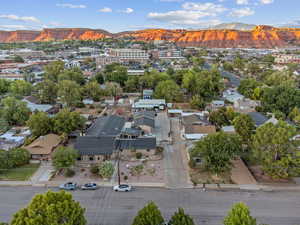 Drone / aerial view of a mountainous background
