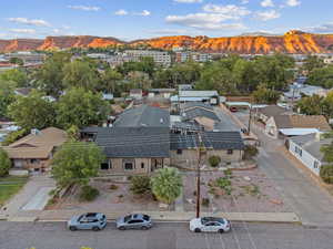 Bird's eye view of a mountain backdrop
