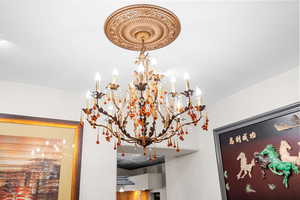 Detailed view of a chandelier