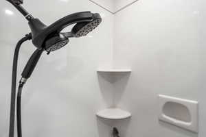 Bathroom view of a shower