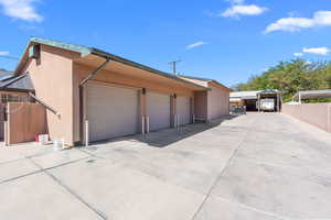 Garage with driveway