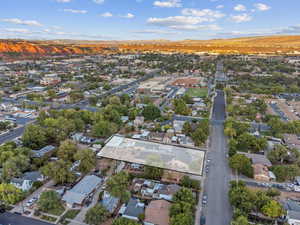 Aerial perspective of suburban area