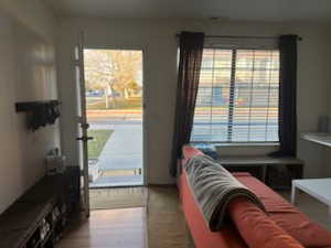 Living room with wood finished floors