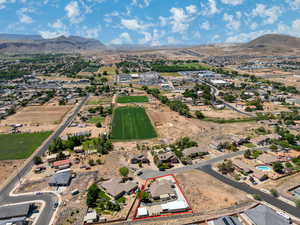 View of property location with property boundaries highlighted and a mountainous background