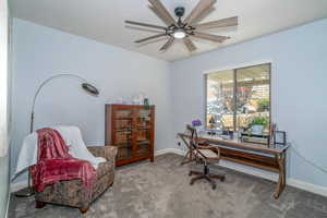 Bedroom 3 with carpet and ceiling fan