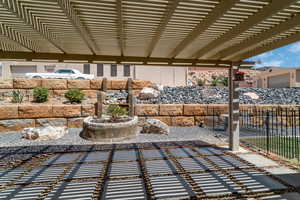 View of patio featuring a pergola