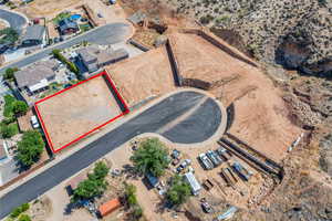 Aerial view of property's location featuring property boundaries highlighted and a desert landscape