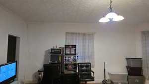 Home office with ornamental molding