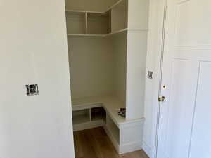 Mudroom with wood finished floors