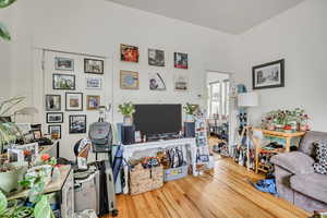 Home office featuring wood finished floors