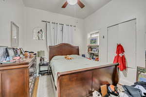 Bedroom with a ceiling fan
