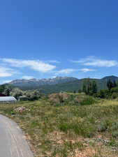View of mountain background with rural landscape