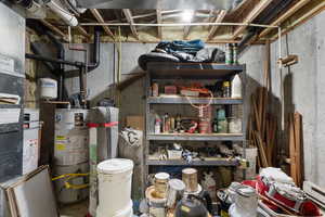 Utility room with secured water heater and heating unit