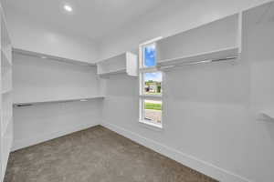 Walk in closet featuring carpet