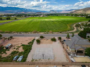 Aerial view of sparsely populated area featuring mountains