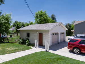 View of detached garage