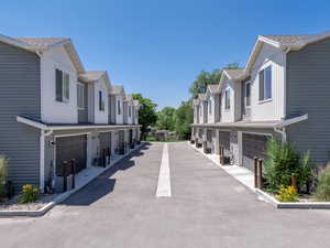 Rear garage entrances.