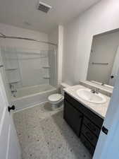 Five plex Bathroom with vanity and tub / shower combination