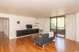 Living room with wood finished floors