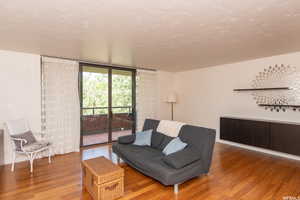 Sitting room with wood finished floors