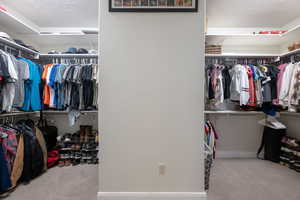 Spacious closet with carpet flooring